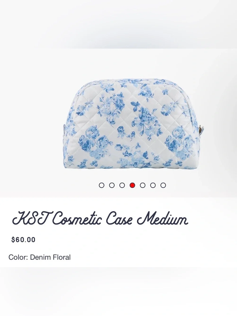NWT Oliver Thomas KST Cosmetic Case Medium Denim Floral Blue